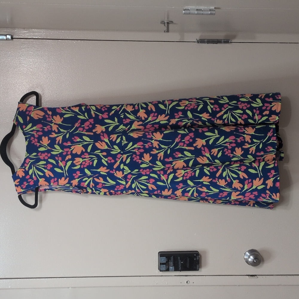 NWT LEOTA Blue and Pink Sleeveless V-Neck Sundress, size L - Picture 3 of 7